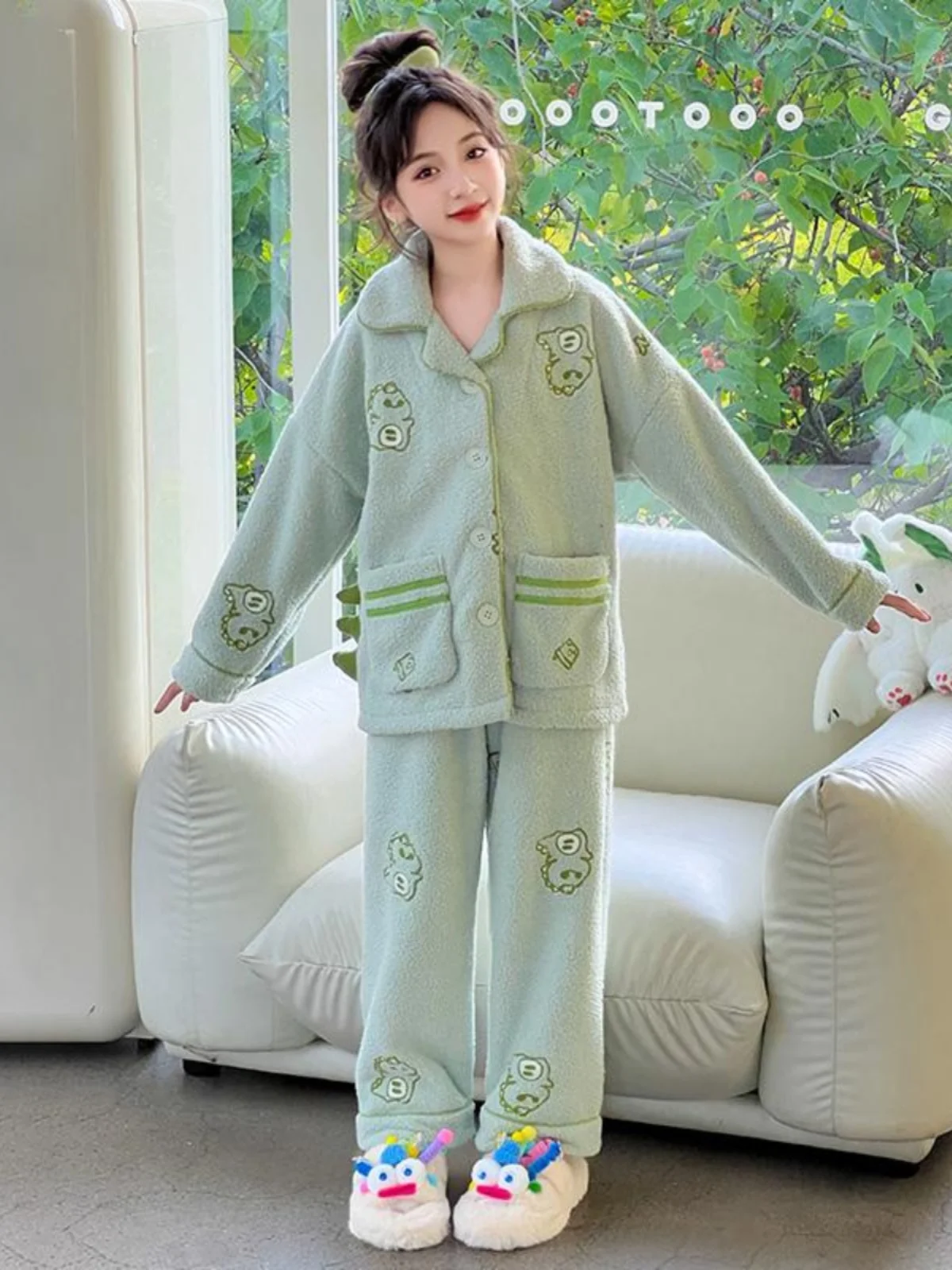 Женские пижамы для детей старшего возраста осенне-зимний новый фланелевой