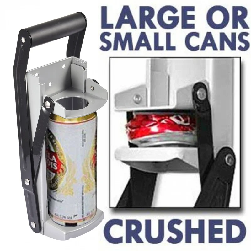 

Алюминиевая дробилка для банок, открывалка для бутылок, кухонные принадлежности для газированных пивных банок, сверхпрочная металлическая настенная Экологичная зеркальная баночка