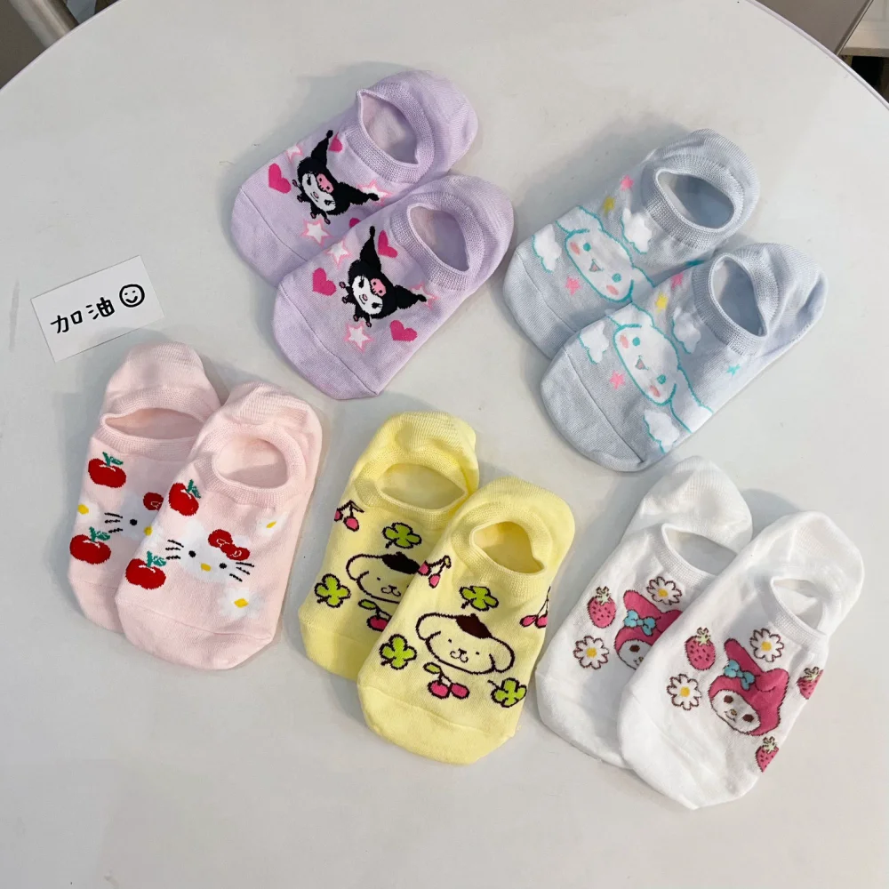 

Носки Sanrio Kawaii Hello Kitty, милые тонкие носки с героями мультфильмов в стиле My Melody, повседневные носки для студентов, подарок для девушки