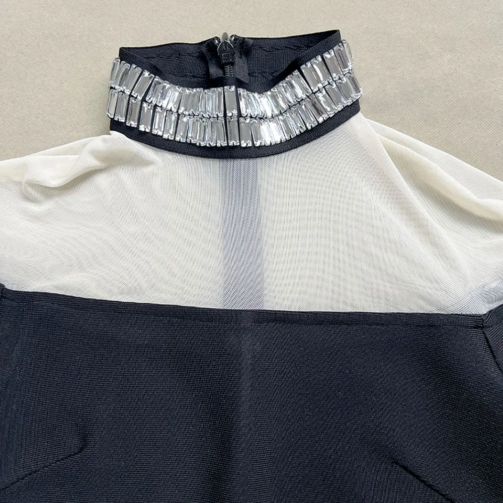 Осень 2024 женская одежда длинное Бандажное платье с воротником-стойкой и длинными