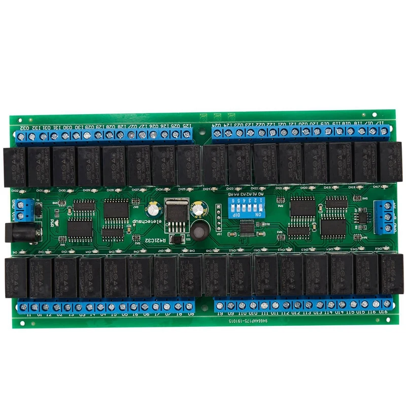 

RISE-6X R421C32 DC12V 32 Channels Modbus RTU RS485 Bus Relay Module UART Serial Port Board For PLC LED Automation Door Lock