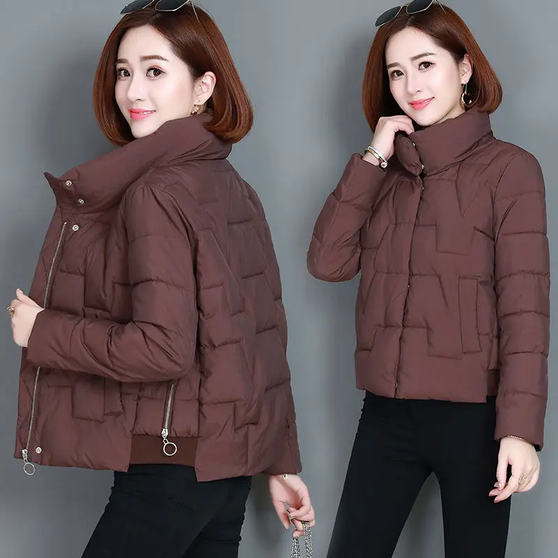 

Woman Cotton Padded Stand Collar Parka New Female Collar Winter Jacket Thick Warm Parkas Ladies Casual Jackets Outerwear G123