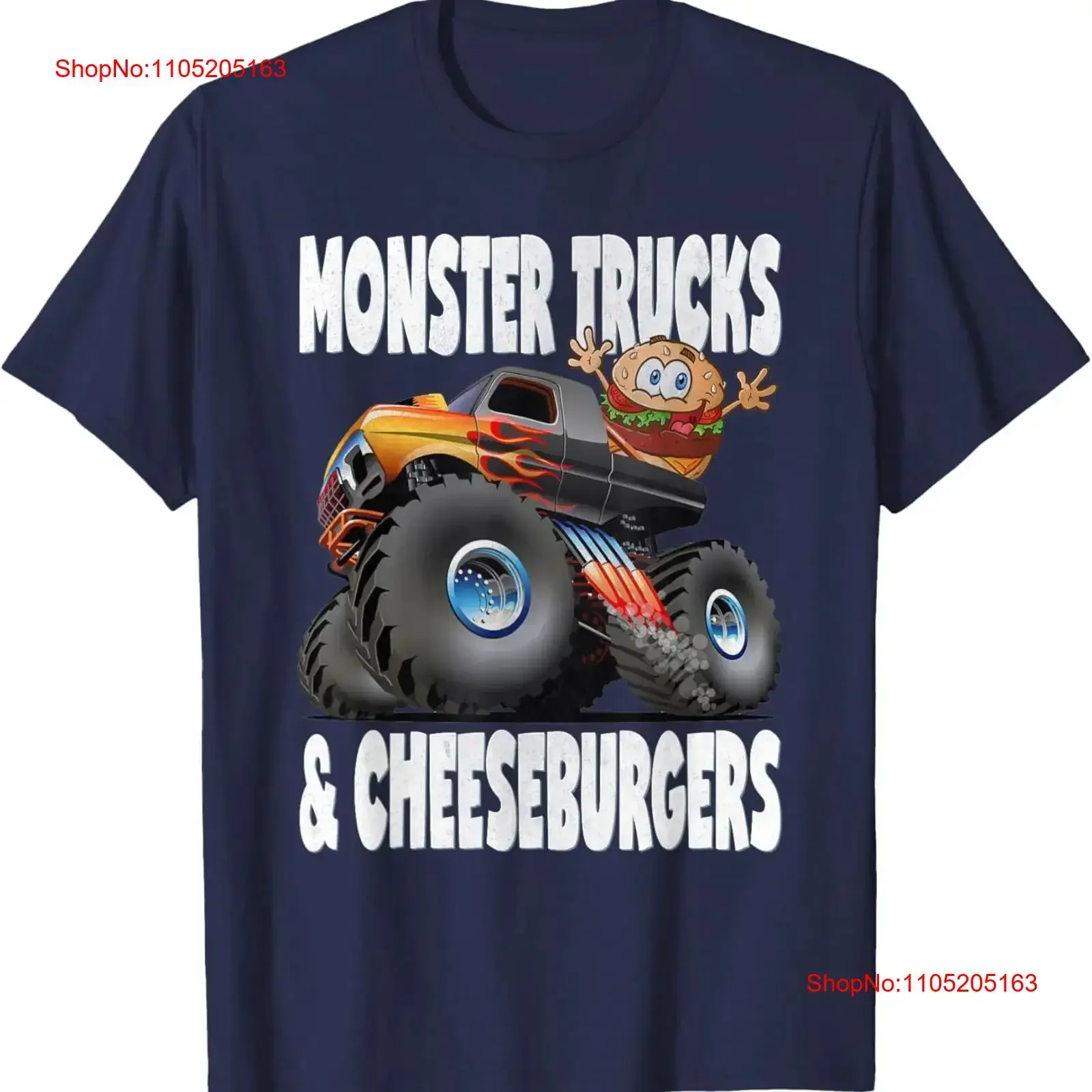 Фото Винтажная футболка Monster Trucks Cheeseburgers Burger Truck, винтажная стираная дизайнерская одежда унисекс, дышащая, растянутая, мягкая №1