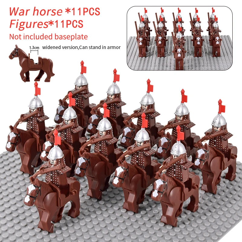 

Ming Dynasty Knights Soldiers Cavalry Action Figure Accessories Helmet Armor Medieval Building Blocks Bricks Toys For Kids Gifts
