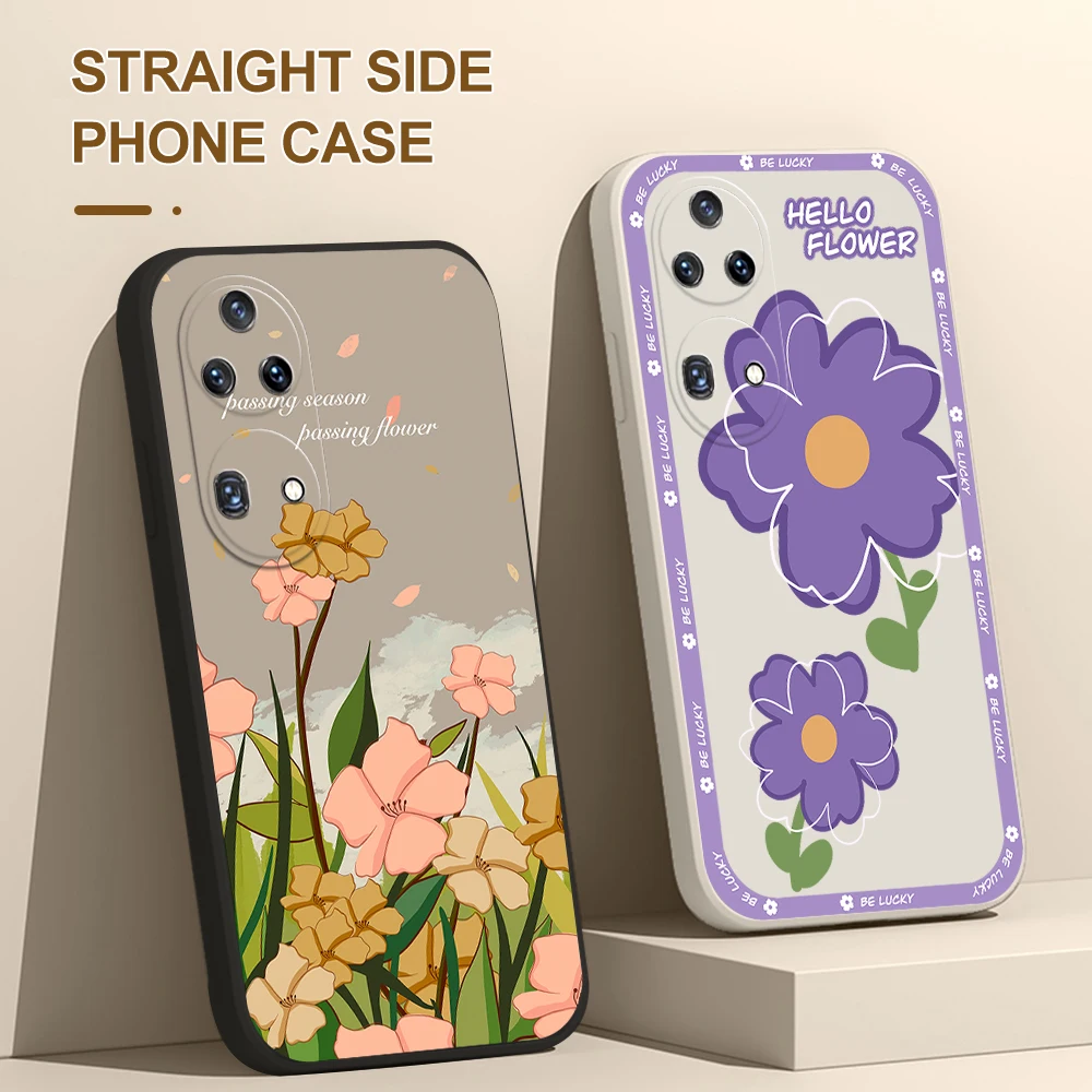 

For Huawei P50 Pro Soft Silicone Case For Huawei P40 Pro Plus P30 P20 Pro P40 P30 Lite Cover Cartoon Flower Pattern Phone Case
