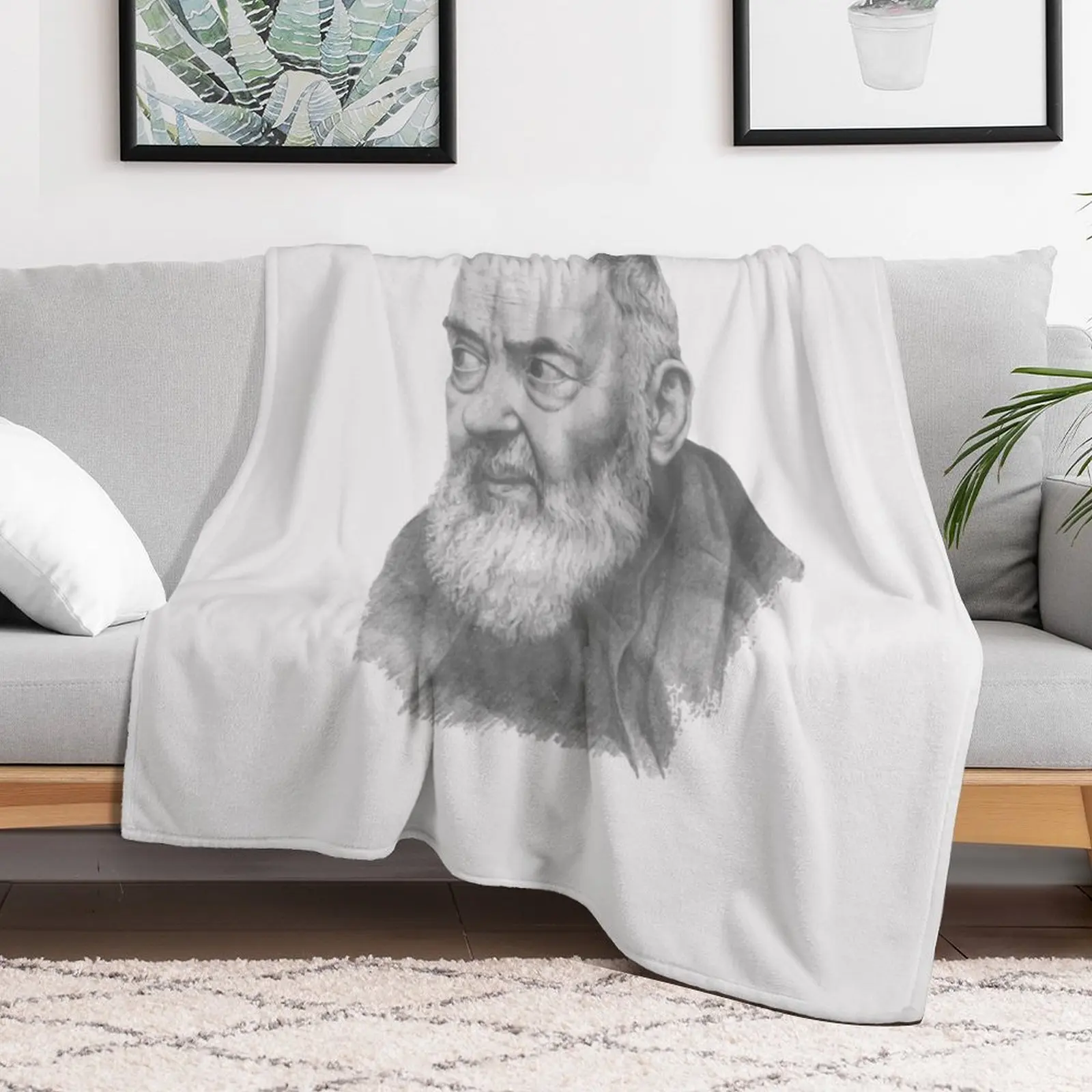 Одеяло с портретом Saint Padre Pio для дивана одеяла ретро