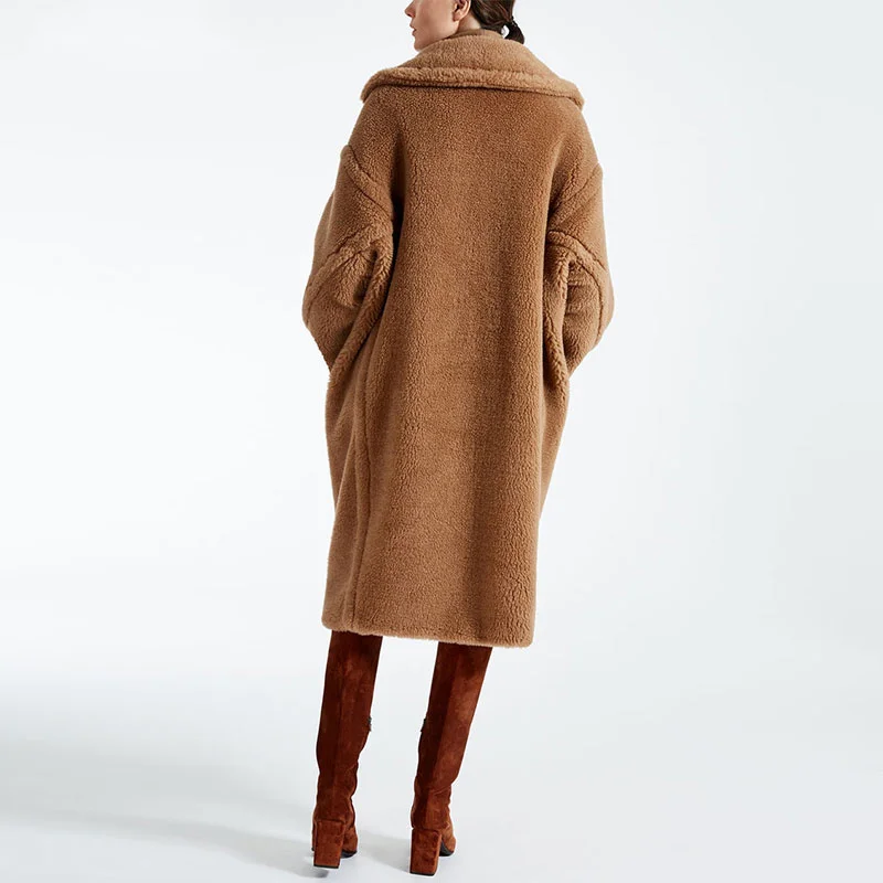 

quality Superior Real Fur New Women Casual Winter Super Warm 100% Wool Outwear Oversized Teddy Bear Icon Coat