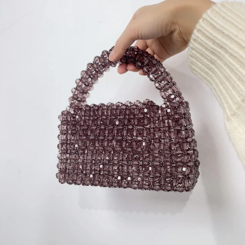 Party Evening Simple Retro Acrylic 2023 Lady Fashion Solid Color Handwoven Shoulder Handbag Customized Crossbody Bags for Woman