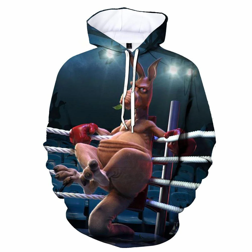 

Kangaroo Printed Boys Girls Anime Clothes Men Women Jacket Zip Up Hoodies Streetwear Autumn Kids Oversized Hooded Sweatshirts