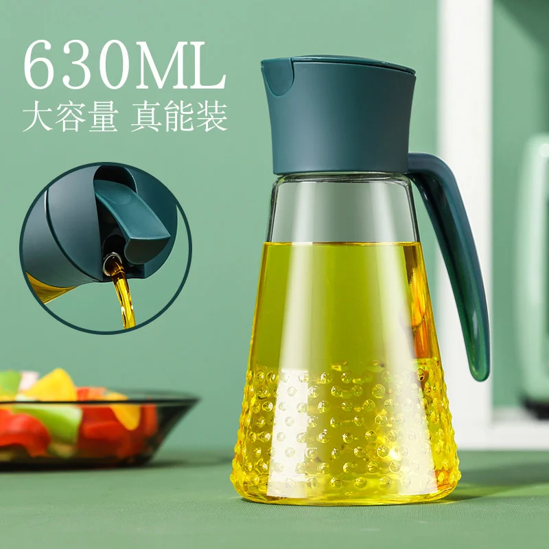 

glass Household oiler kitchen large-capacity non-hanging oil bottle automatic opening and closing anti-leakage oil tank