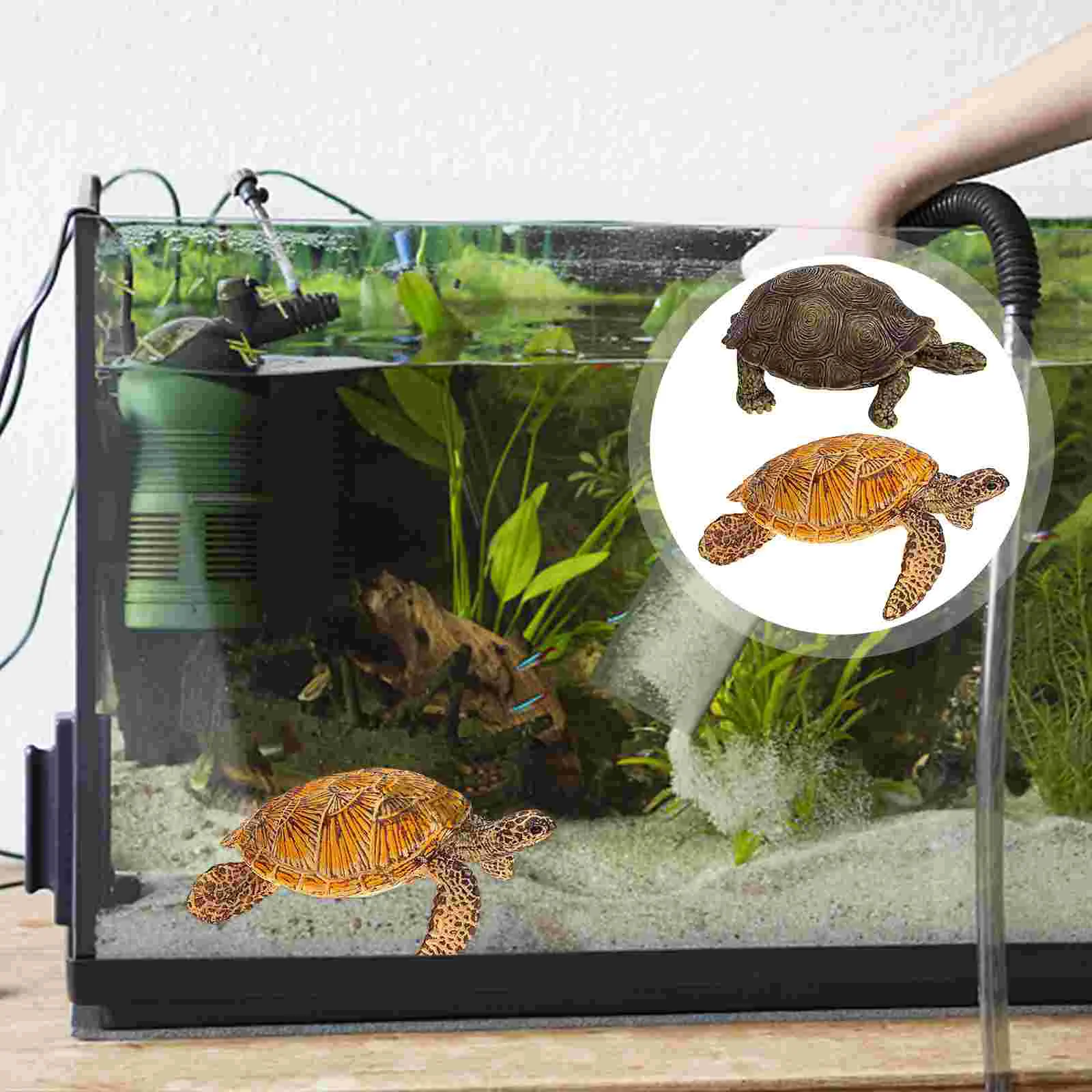 

2pcs Realistic Tortoise Model Tortoise Ornament Aquarium Landscape Decoration