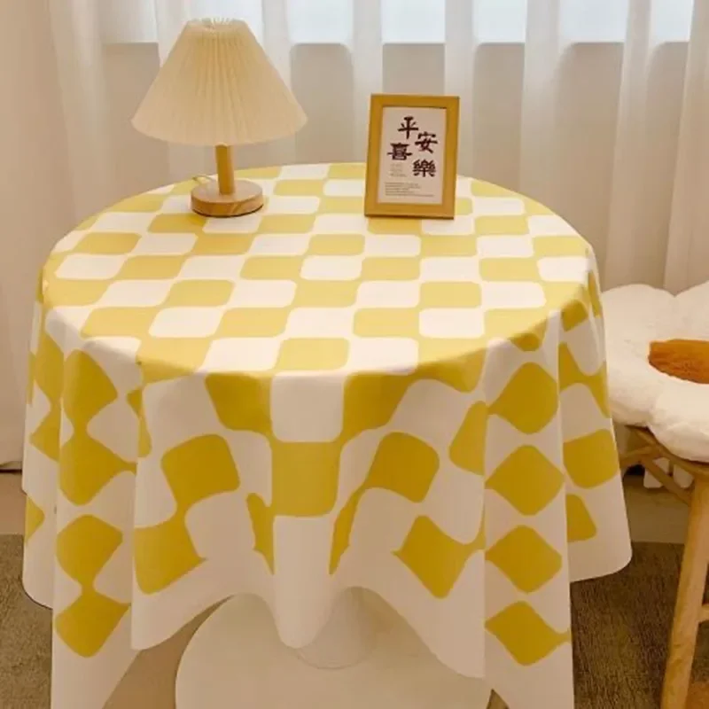 

Checkerboard, checkered, round table cloth, Nordic style, light luxury, high-end sense, dining table fabric, tea table, O8D3747