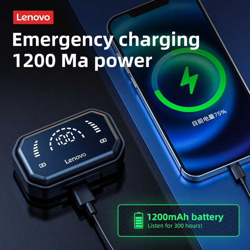 Tanie Lenovo Original LP3 Pro Słuchawki Bezprzewodowe Słuchawki Bluetooth Sterowanie Dotykowe Słuchawki Douszne Wyświetlacz LED Duża Bateria 1200mAh Zestaw Słuchawkowy Ceny Lenovo Original LP3 Pro Słuchawki Bezprzewodowe Słuchawki Bluetooth Sterowanie Dotykowe Słuchawki Douszne Wyświetlacz LED Duża Bateria 1200mAh Zestaw Słuchawkowy