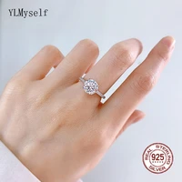 2 carat real 925 silver engagement ring setting 8 mm sparkly round zircon wedding jewelry for bridal