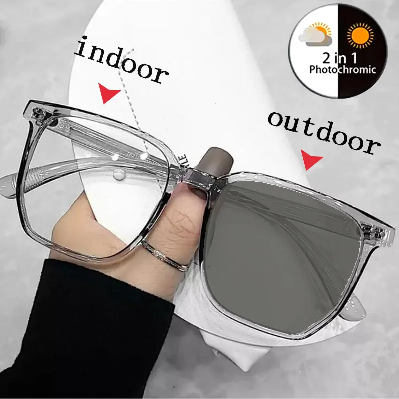

Photochromic Glasses Anti Blue Glasses Eye Protection Computer Glasses Women Gradient Frame Glasses for Men Eyeglasses