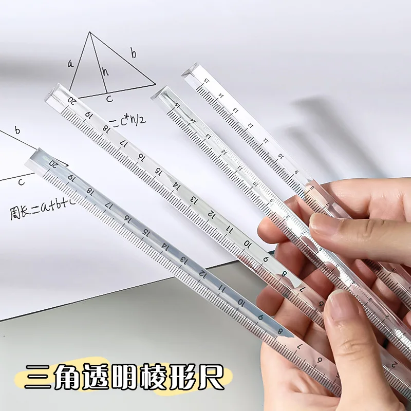 

15cm /20cm Simple Transparent Triangular Straight Ruler Kawaii Tool Stationery Cartoon Drawing Gift Office School Measuring Tool