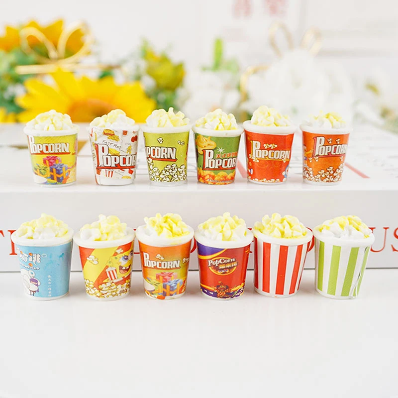 

5Pcs 1:12 Miniature Dollhouse Popcorn Cute Mini Popcorn Bucket Modle Toys Pretend Play Kithcen Food For Doll House Accessories