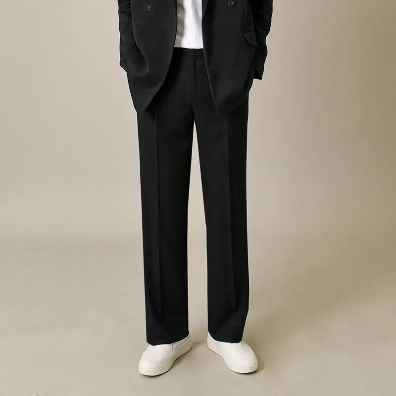 

Трендовые мужские брюки, штаны, подвесные брюки, Костюмные брюки, мужские свободные широкие Летние повседневные Прямые Штаны, корейские шелковые штаны