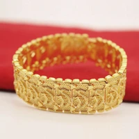 2cm wide dragon pattern wristband chain bracelet men women yellow gold color classic fashion male jewelry gift 8 4 inches long