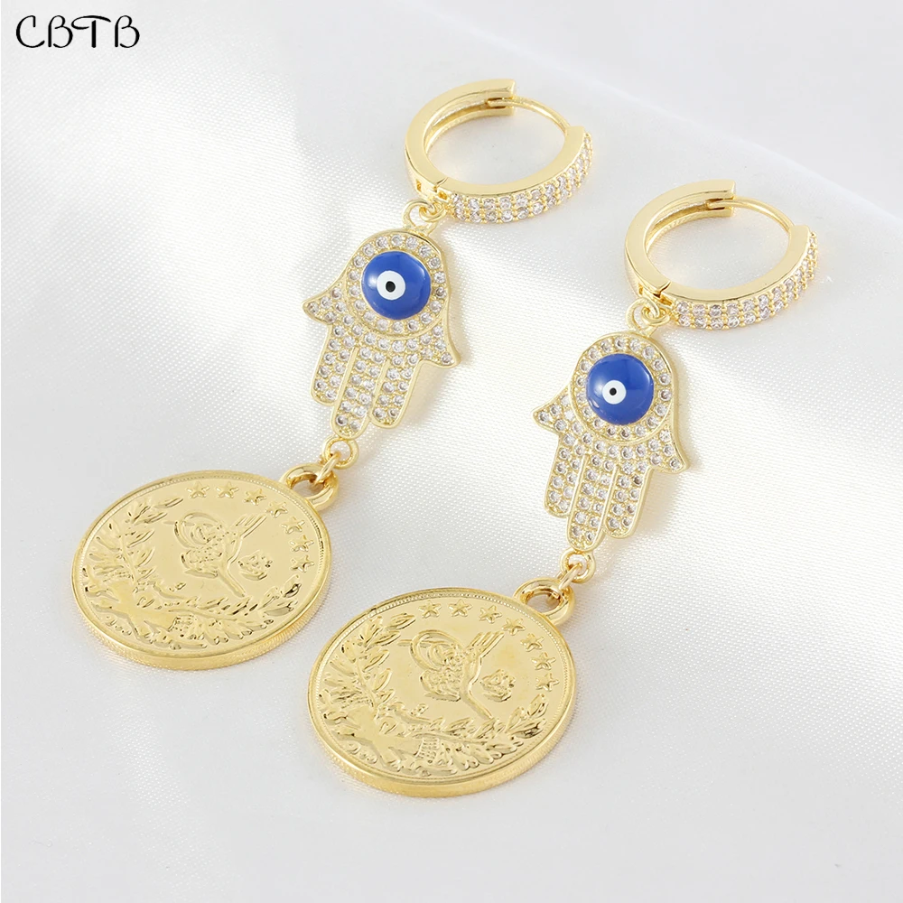 Панк мусульманская монета Турецкий сглаза Подвесные серьги Роскошные