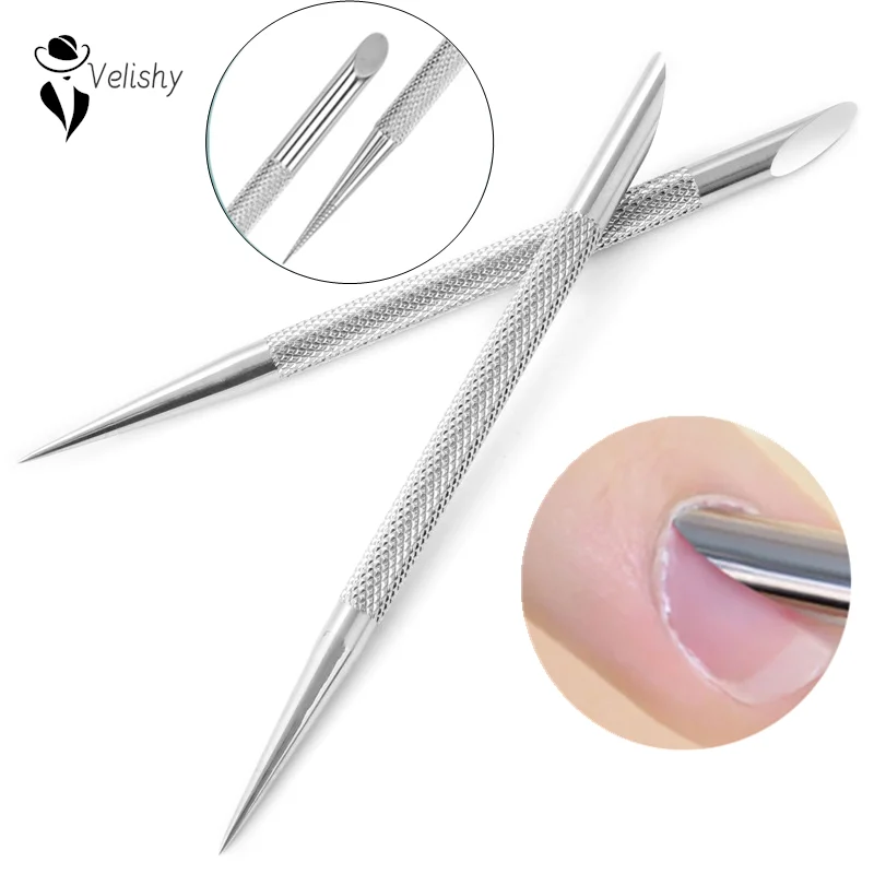 

1 шт., двухсторонний инструмент для удаления кутикулы из нержавеющей стали