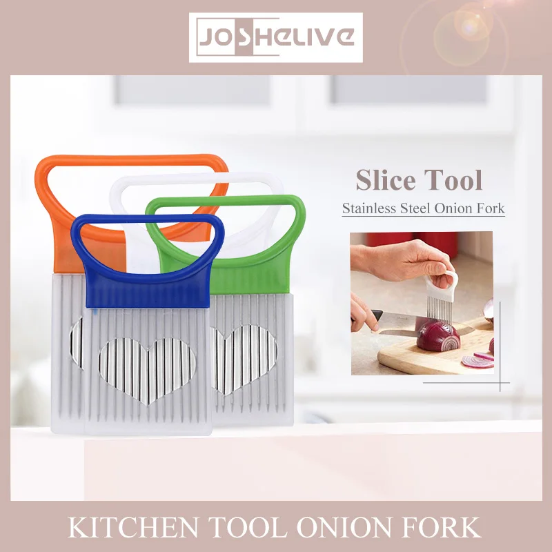 

Stainless Steel Onion Needle Onion Fork Vegetables Fruit Slicer Tomato Cutter Knife Cutting Safe Aid Holder Kitchen Accessories