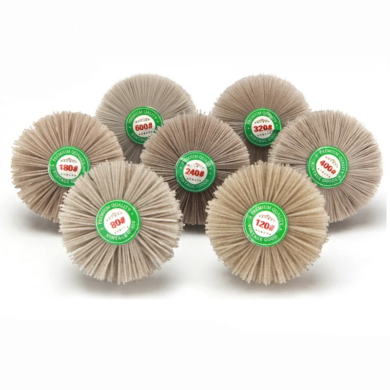 

1PC 80-600#Polished flower head abrasive nylon DuPont silk wear brush wood root embossed polishing wheel grinding
