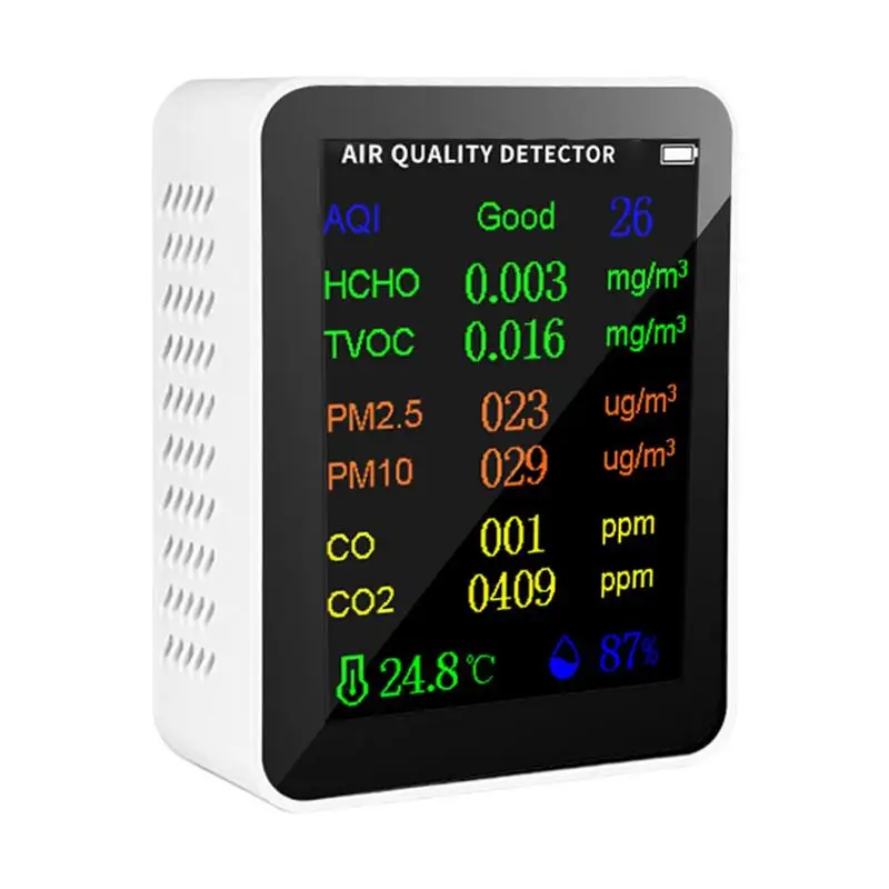 

Indoor Air Quality Meter Portable Indoor Carbon Dioxide Monitor Indoor Thermometers Built-In 1200mAh Lithium Battery Real-Time