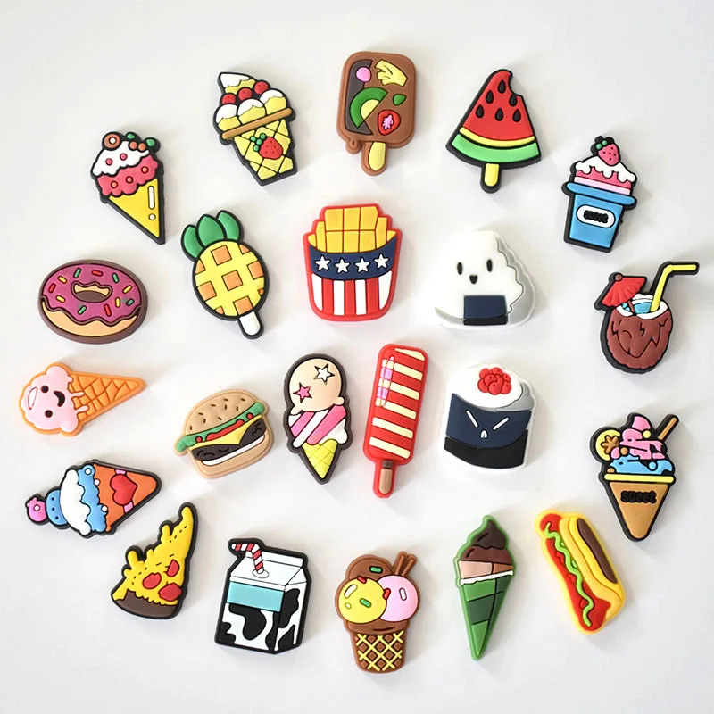 Hot jibz Lovely Food Cake Cookies Shoe Charms Cartoon DIY Clogs Funny Shoe Aceessories Fit Croc Sandals Decorate Kids  Gifts