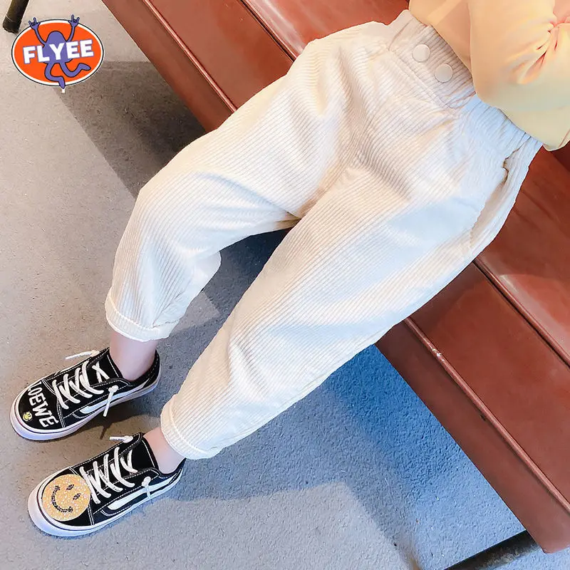Trousers Child Baby Kids Unisex Sports Pants Straight Long Pants Kids Clothes Corduroy Kids Long Pant Casual Trousers Breathable