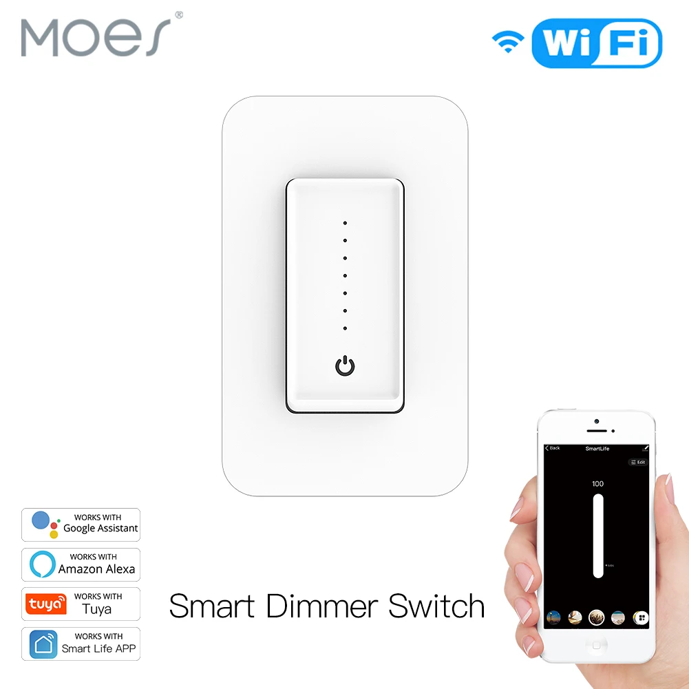 

US WiFi Smart Light Dimmer Switch Smart Life/Tuya APP Compatible with Alexa Google Home for Voice Control,No Hub Required