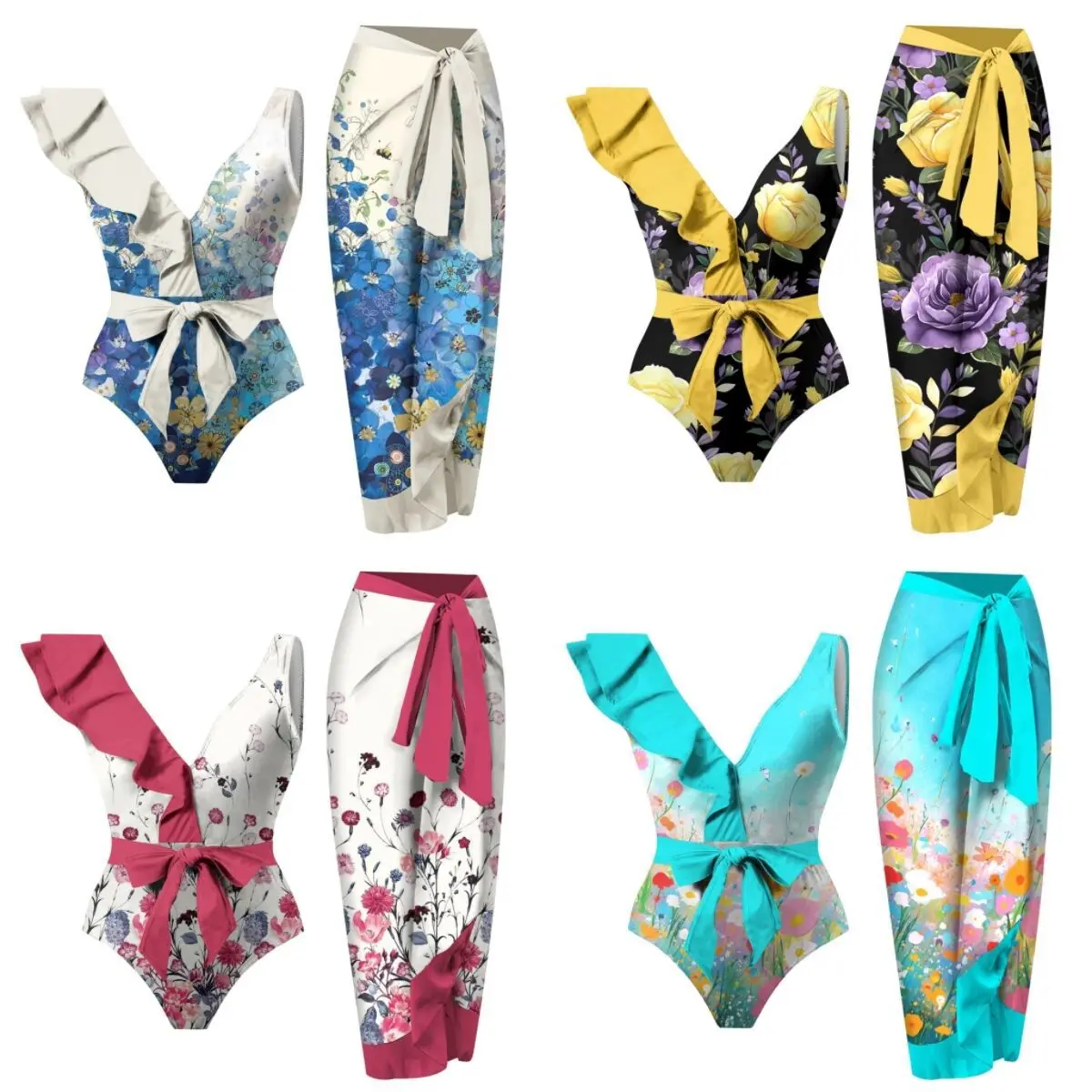 Женский пляжный солнцезащитный костюм Flying Edge Купальники в стиле юбки цельное