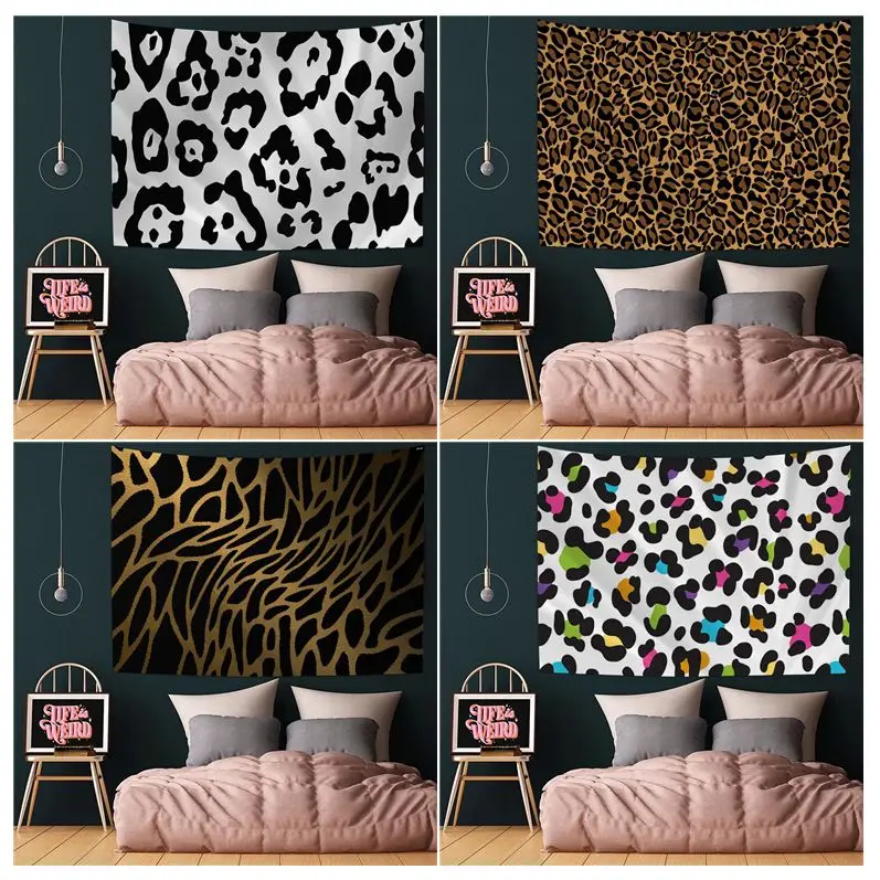 

Leopard Print Hippie Wall Hanging Tapestries Hanging Tarot Hippie Wall Rugs Dorm Decor Blanket