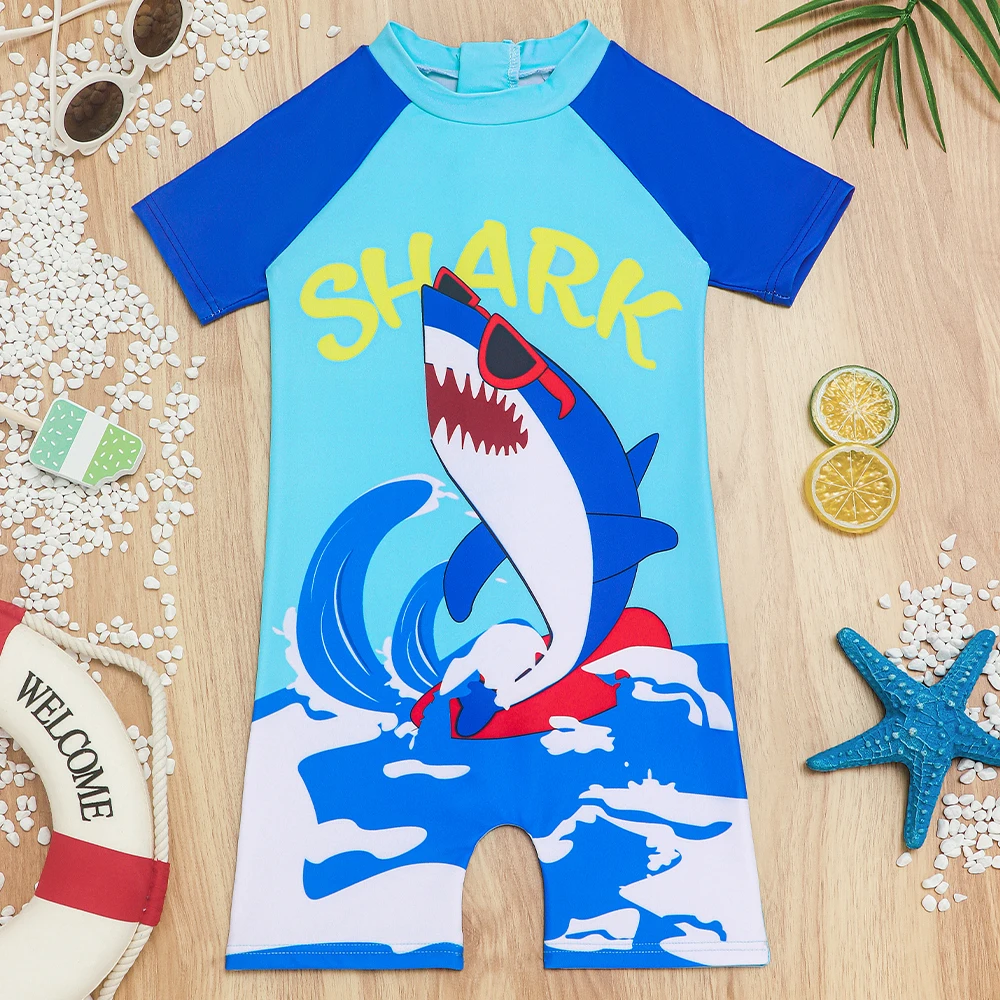 Купальник с коротким рукавом и молнией для маленьких мальчиков