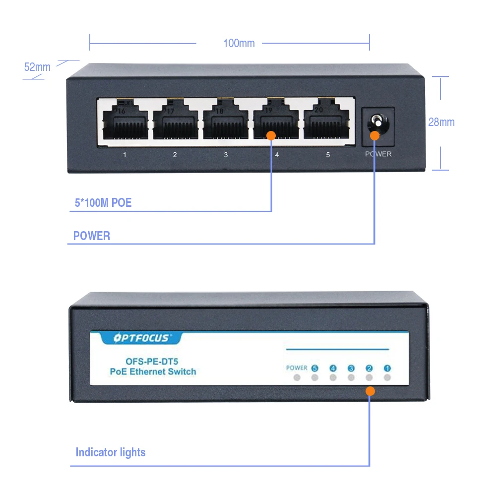 Коммутатор 100 м 4 порта + 1 uplink rj45 POE коммутатор для сети видеонаблюдения