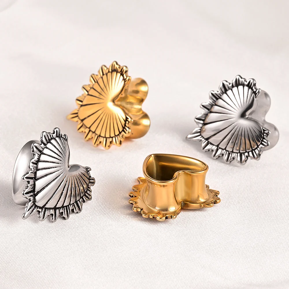 Doearko 2PCS Cool Heart Ear Plugs Gauges Expander Stainless Steel Tunnels Stretcher 8mm-16mm Body Piercing Fashion Jewelry Gift