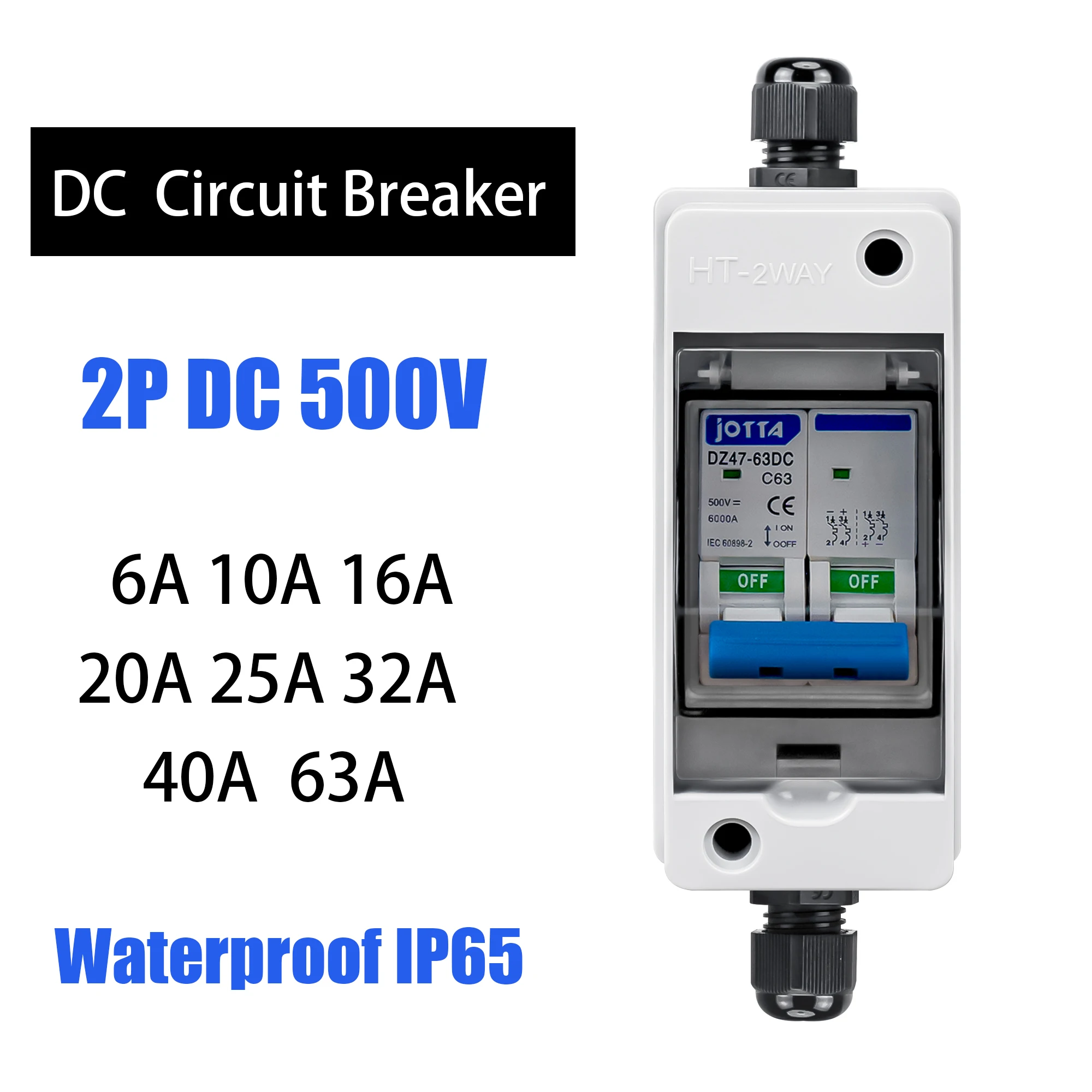 

Автомат защити цепи JOTTA 2-полюсный 500В 10-63А