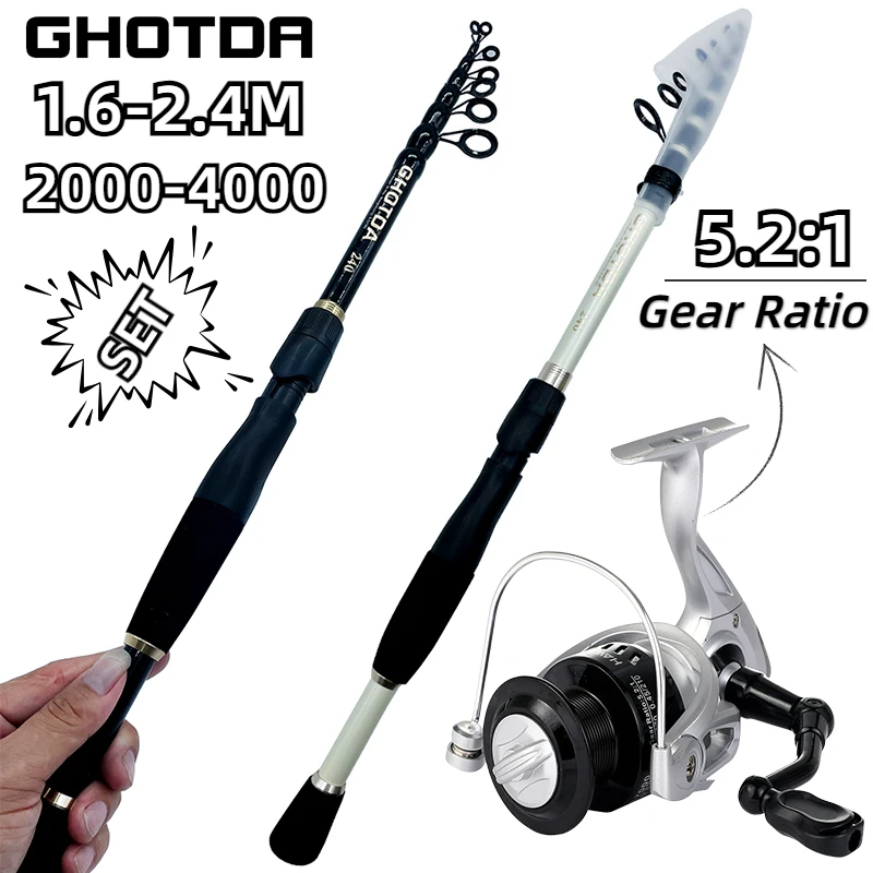 Рыболовное спиннинговое удилище из углеродного волокна и катушка Combo 1 6-2 4 м