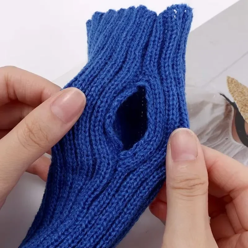 Женские вязаные Утепленные длинные перчатки без пальцев варежки зимние