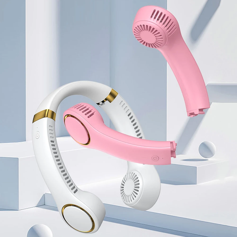 

Portable Hanging Neck Fan 4000mAh USB Rechargeable Bladeless Mute Sports Fans Summer Outdoor Air Cooling Wearable Neckband Fan