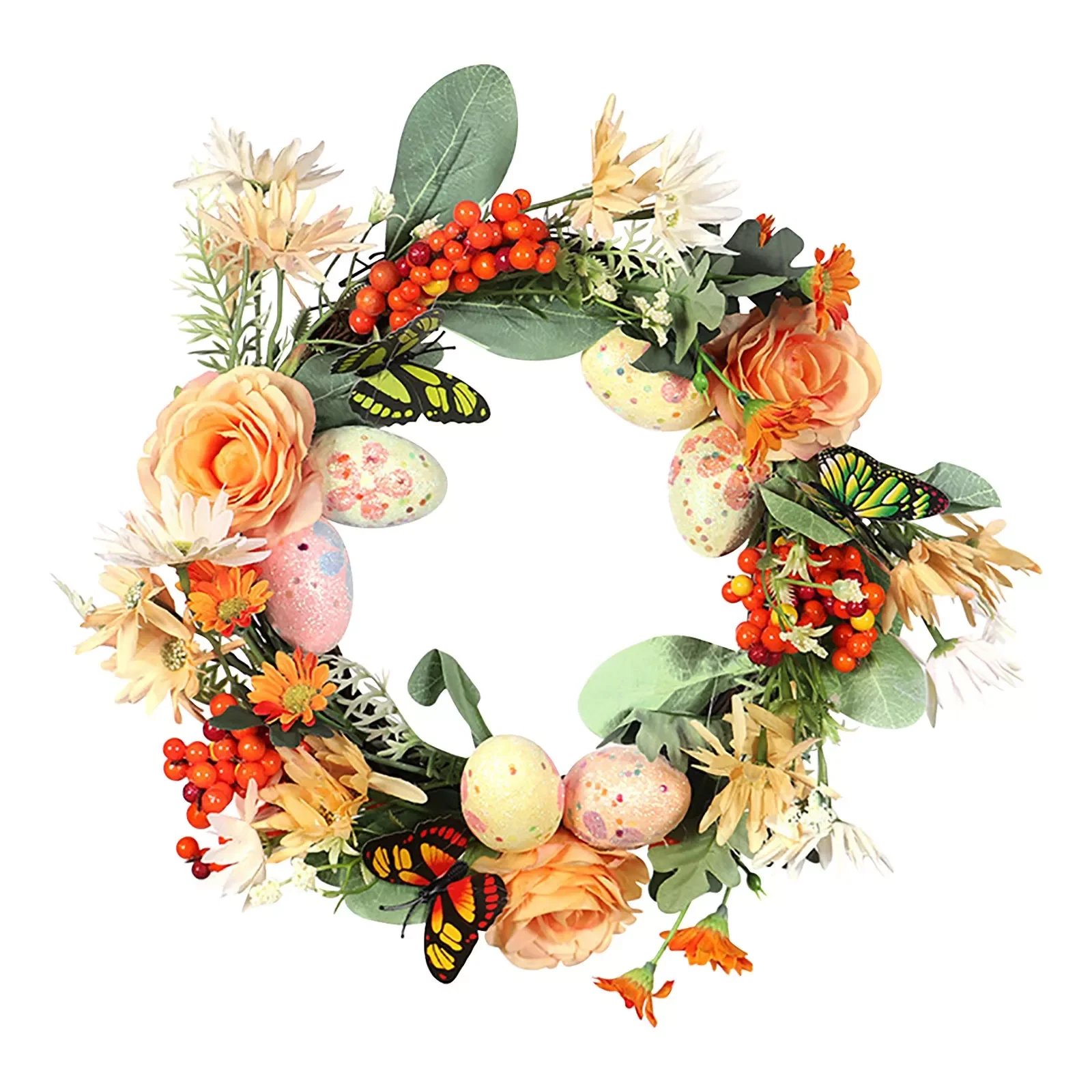

Easter Wreath, Faux Party Wreath, Dried Vines And Artificial Flowers Spring/summer Decorative Wreath Wedding Decoration Gifts