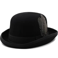 100 australia wool felt derby bowler hat for men women satin lined fashion party formal fedora costume magician hat