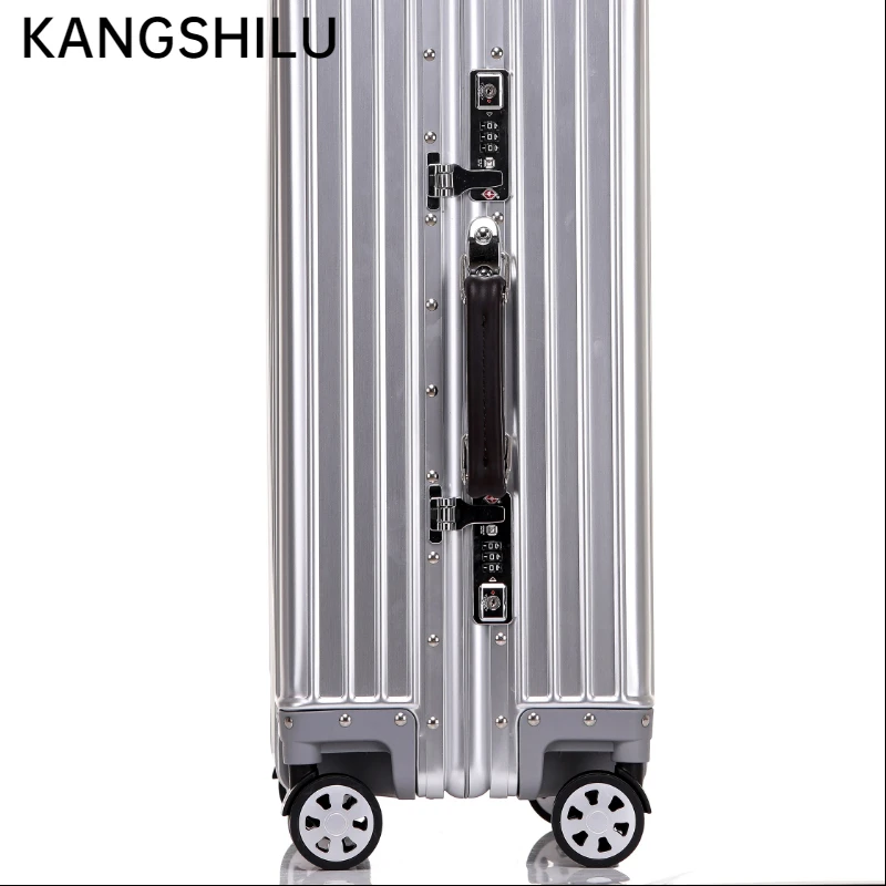 KANGSHILU 100%Aluminum Magnesium 20''24''26''29'' Suitcases  Luggage Female Boarding Trolley Case Password Travel with Wheels