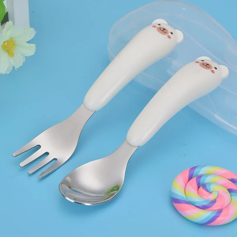 Набор столовых приборов из нержавеющей стали 304 с изображением котенка и медведя