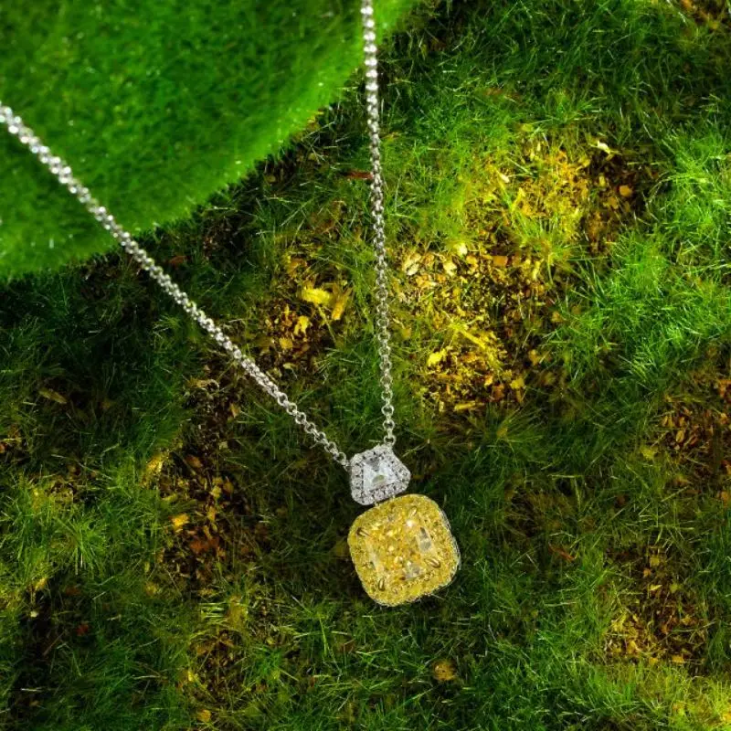 Модное ожерелье с желтым бриллиантом из стерлингового серебра 925 пробы Изящные