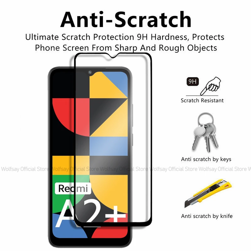Закаленное стекло для Xiaomi Redmi A2 Plus 2/4 шт. Защитная пленка экрана на клеевой основе