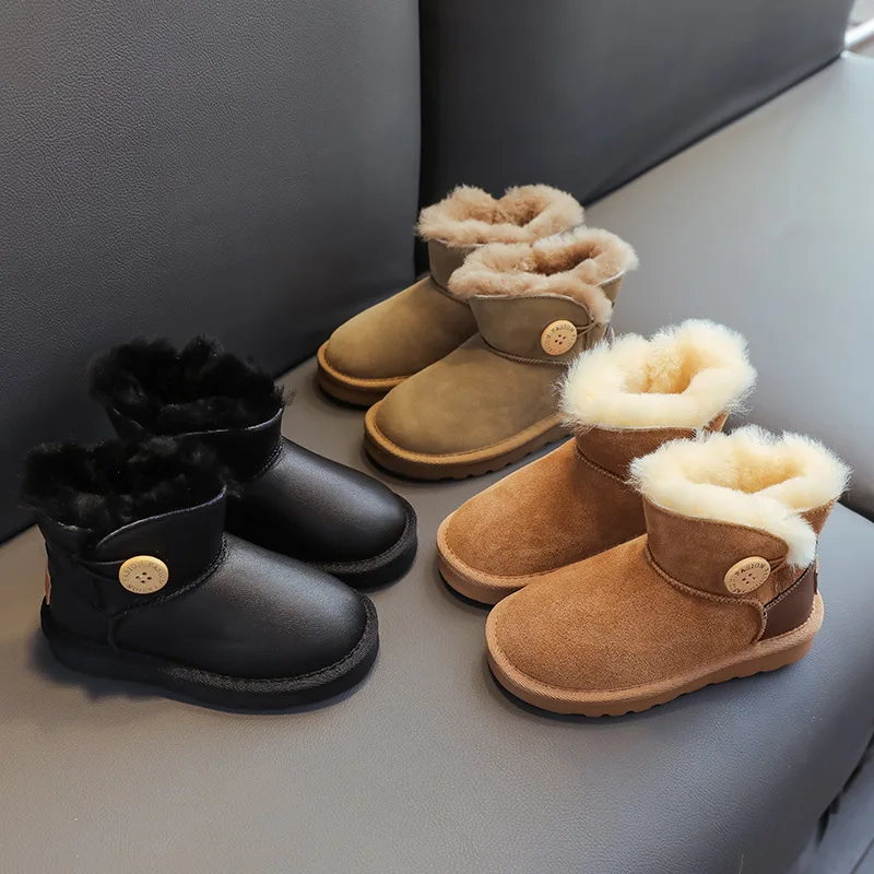 

Зимние детские зимние ботинки с меховой вставкой утепленная хлопковая обувь для мальчиков хлопковые ботинки на мягкой подошве для девочек