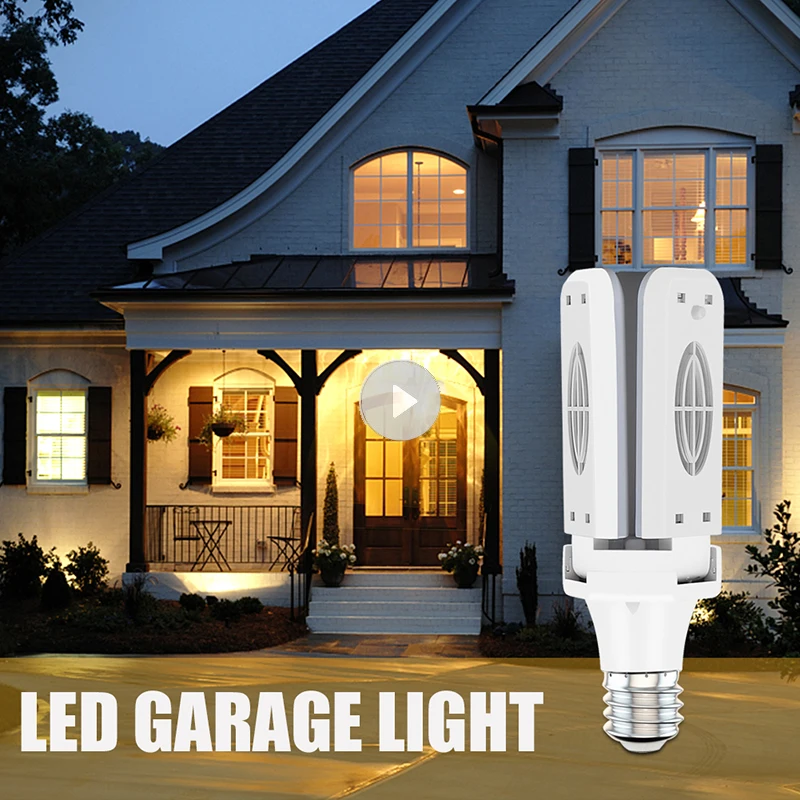 

Foldable LED Garage Light E27 85-265V Home Ceiling Lamps 3/4 Blade Angle Adjustable Lights Lamp Cold/Warm White 3000-6500K