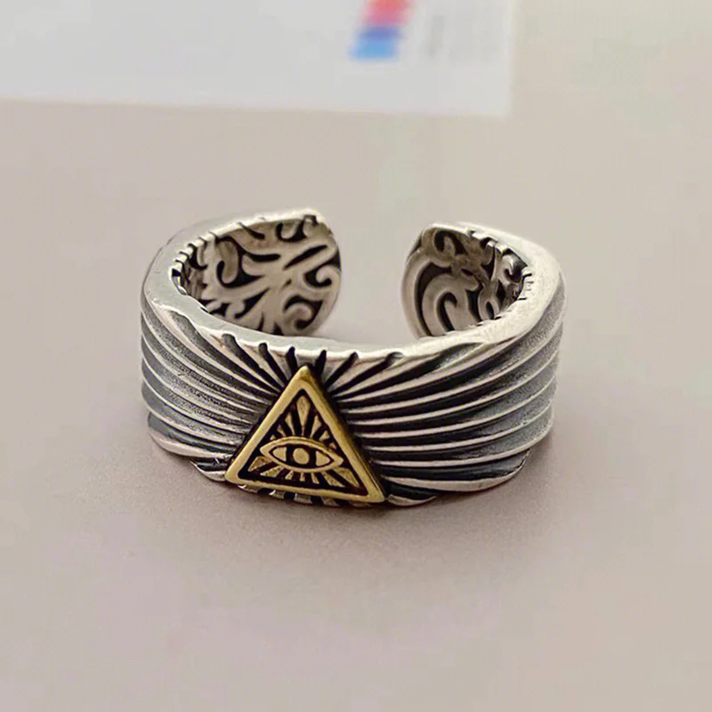 

Vintage Eye of Providence Rings for Men Women Personality Hip Hop Open Ring Punk Jewelry Party Gift