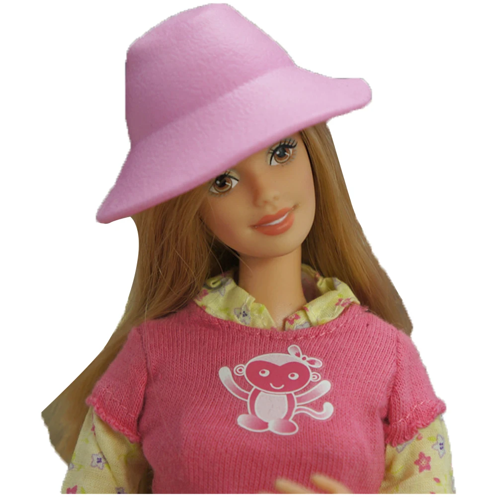 

Модная шапка NK 1 шт., розовая шапка, головной убор, головной убор, Повседневная шляпа от солнца для Барби 1/6, аксессуары для кукол, одевающиеся ...